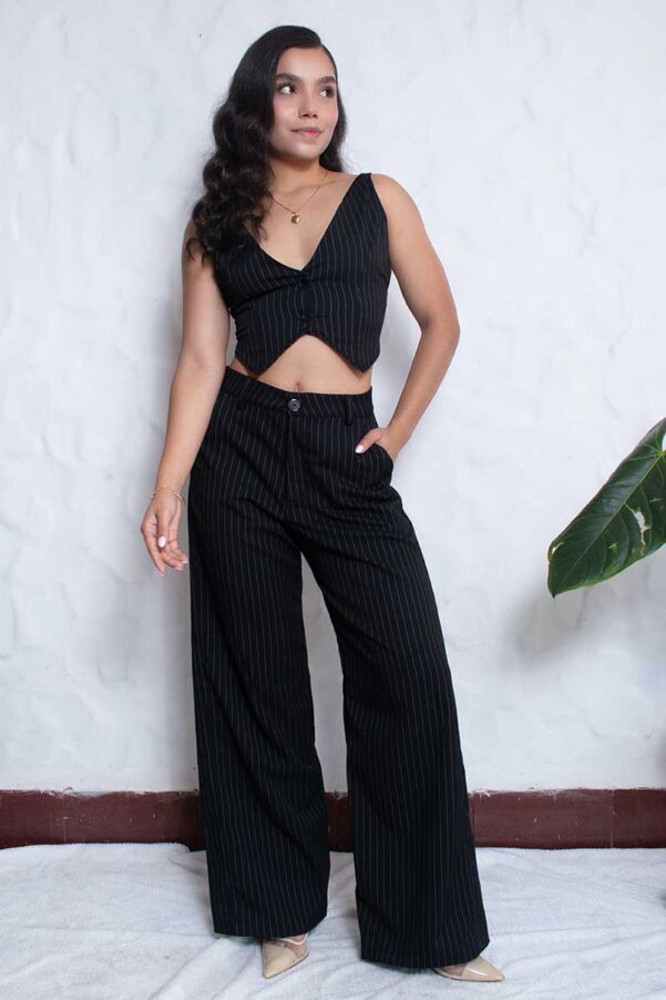 Chaleco Rayas Negro - Chaleco Mujer