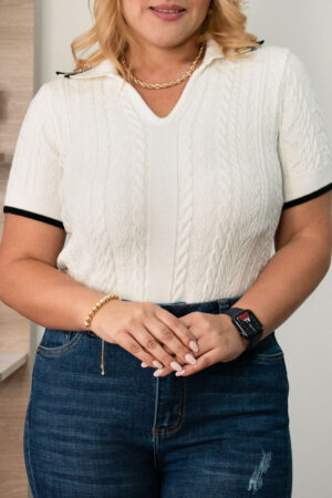 Blusa Polo tejida Marfil - Blusa Mujer